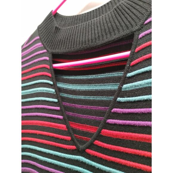 Candie's Size Medium Gigi Skater Multicolor Striped Textured Sweater Dress - Picture 2 of 5